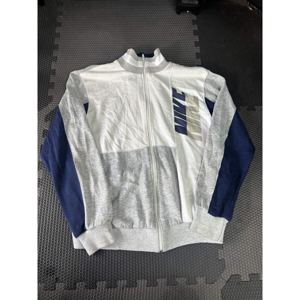 Vintage Nike Colorblock Full Zip Activewear Jacket Men's Large White Grey Navy